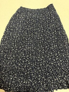 Women's Black Floral Elastic-Waist Maxi Skirt